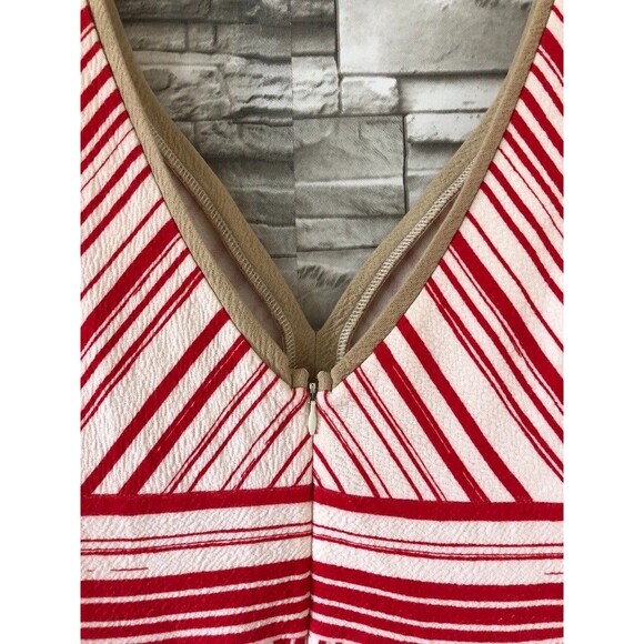 Anthropologie Postmark Poppy Stripe Dress Size 8 Fit and Flare Red with Pockets - Picture 3 of 11